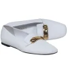 Burberry - White Leather Loafers w/ Gold Buckle Sz 8