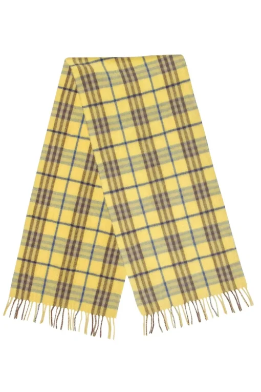Burberry - Yellow & Blue Plaid Cashmere Scarf