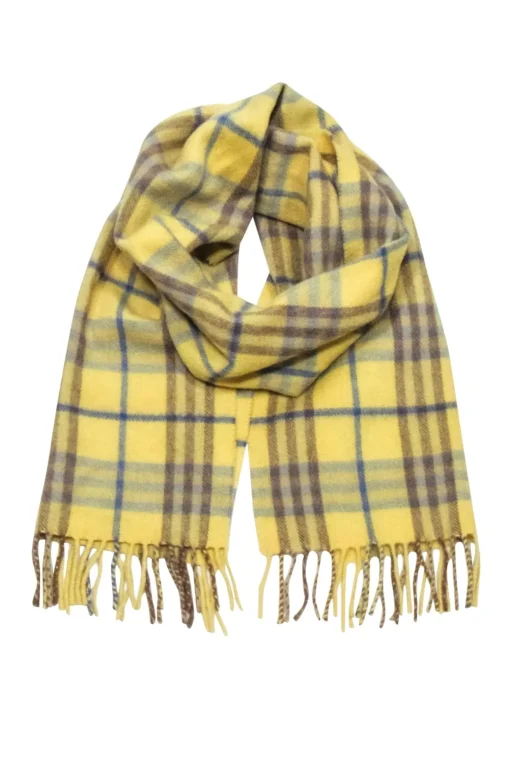 Burberry - Yellow & Blue Plaid Cashmere Scarf