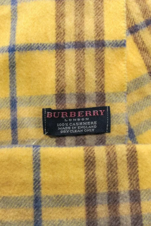 Burberry - Yellow & Blue Plaid Cashmere Scarf