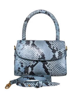 By Far - Blue Snakeskin Mini Convertible Flap Crossbody