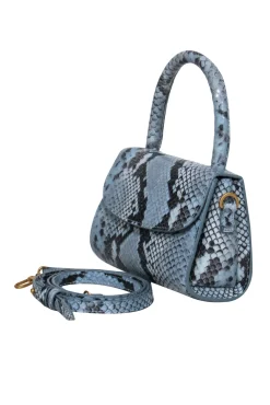 By Far - Blue Snakeskin Mini Convertible Flap Crossbody