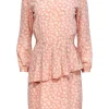 Cacharel - Light Pink Floral Peter Pan Collar Peplum Dress Sz S