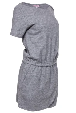Calypso - Gray Boat Neck Fitted Dress w/ Tulip Hem Sz XS