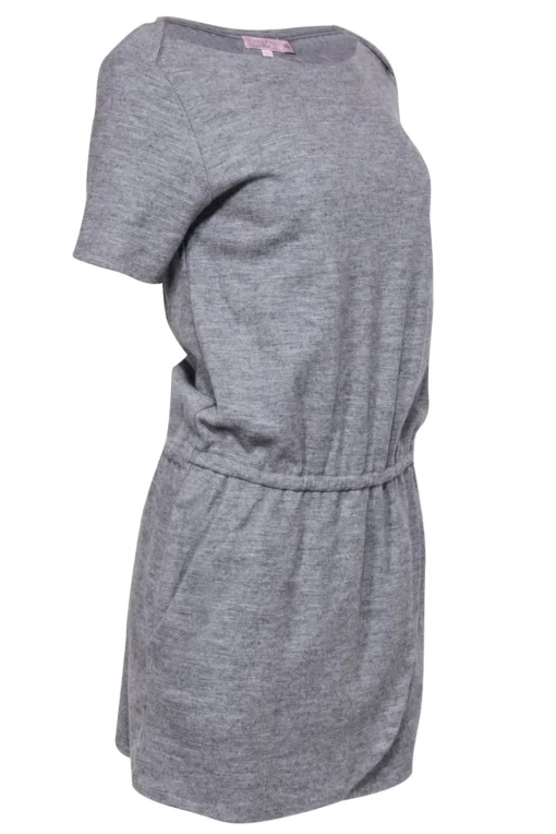 Calypso - Gray Boat Neck Fitted Dress w/ Tulip Hem Sz XS