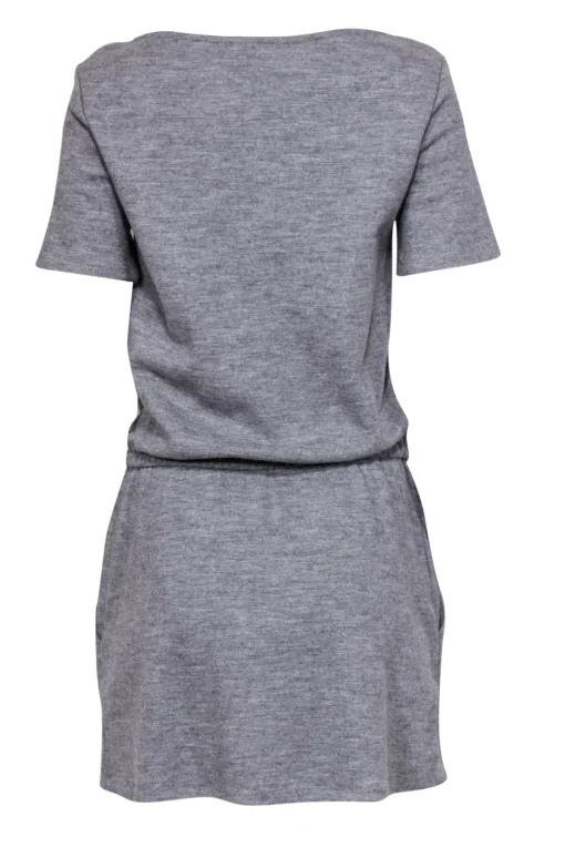 Calypso - Gray Boat Neck Fitted Dress w/ Tulip Hem Sz XS