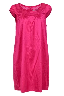 Calypso - Hot Pink Silk Shift Dress w/ Mesh Inserts Sz S