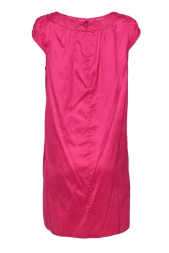 Calypso - Hot Pink Silk Shift Dress w/ Mesh Inserts Sz S