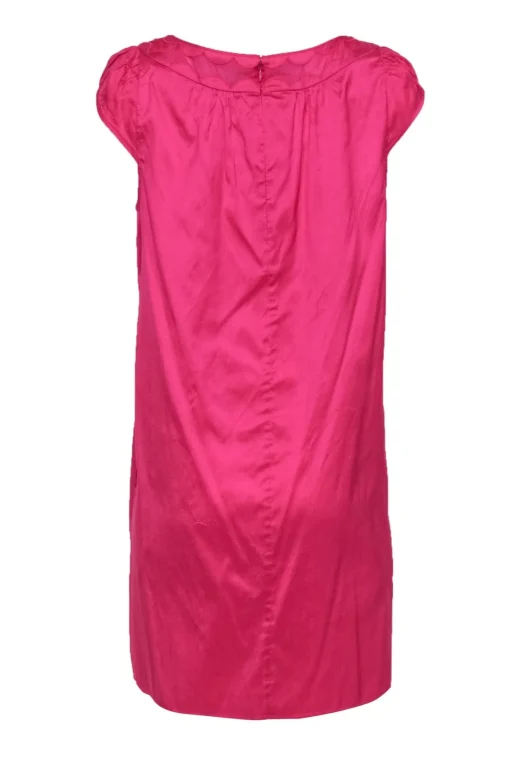 Calypso - Hot Pink Silk Shift Dress w/ Mesh Inserts Sz S