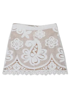 Calypso - White Crochet Lace Skirt Sz S