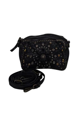 Campomaggi - Black Leather Studded Crossbody Bag