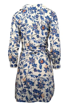 Cara Cara - Blue & Cream Floral Print Poplin Dress Sz S