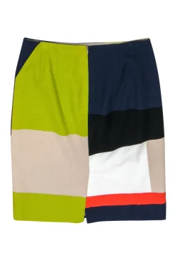 Carlisle - Multicolor Colorblocked Textured Pencil Skirt Sz 8