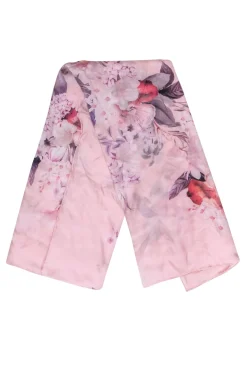 Carlisle Collection - Pink Silk Floral Print Long Scarf