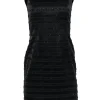 Carmen Marc Valvo - Black Striped Beaded Sheath Dress Sz 2