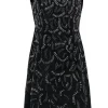 Carmen Marc Valvo - Black Boat Neck Beaded Sheath Dress Sz 6