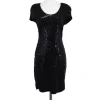 Carmen Marc Valvo - Black Sequin Short Sleeve Dress Sz XS