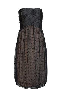 Carmen Marc Valvo - Black Silk & Lace Strapless Dress Sz 12