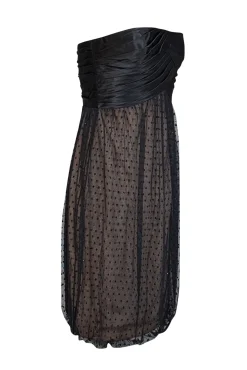 Carmen Marc Valvo - Black Silk & Lace Strapless Dress Sz 12