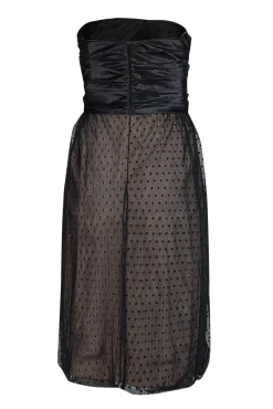 Carmen Marc Valvo - Black Silk & Lace Strapless Dress Sz 12