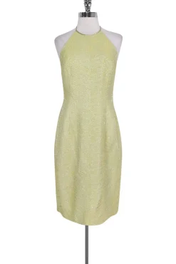 Carmen Marc Valvo - Green Beaded Halter Dress Sz 6