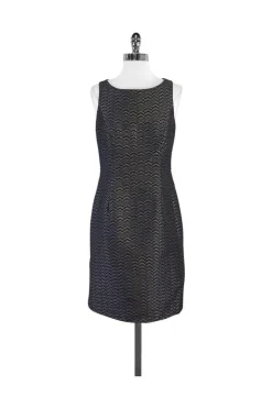 Carmen Marc Valvo - Grey & Black Textured Dress Sz 6