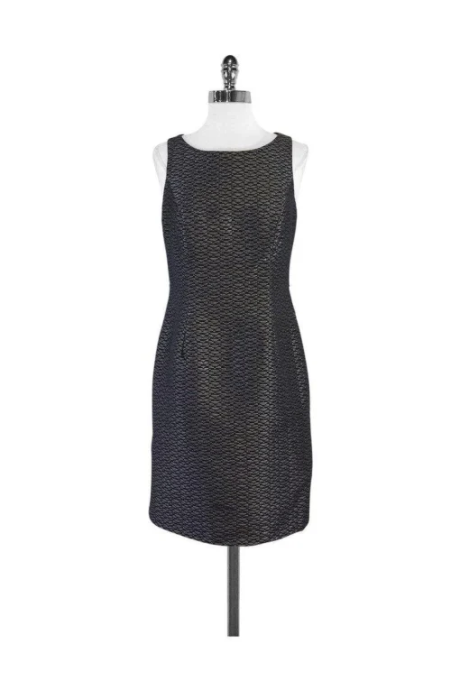 Carmen Marc Valvo - Grey & Black Textured Dress Sz 6