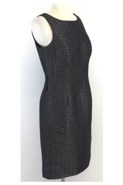 Carmen Marc Valvo - Grey & Black Textured Dress Sz 6