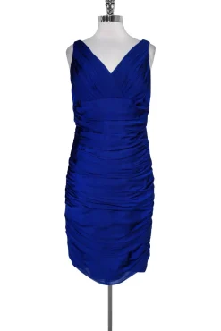Carmen Marc Valvo - Royal Blue Ruched Dress Sz 12