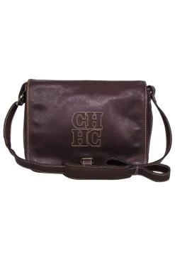 Carolina Herrera - Brown Leather Fold Over Crossbody