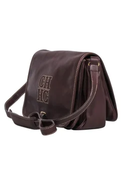 Carolina Herrera - Brown Leather Fold Over Crossbody