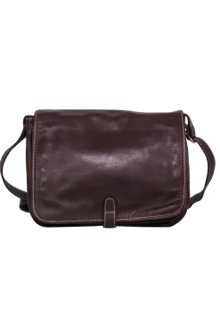 Carolina Herrera - Brown Leather Fold Over Crossbody