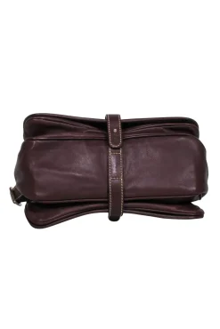 Carolina Herrera - Brown Leather Fold Over Crossbody