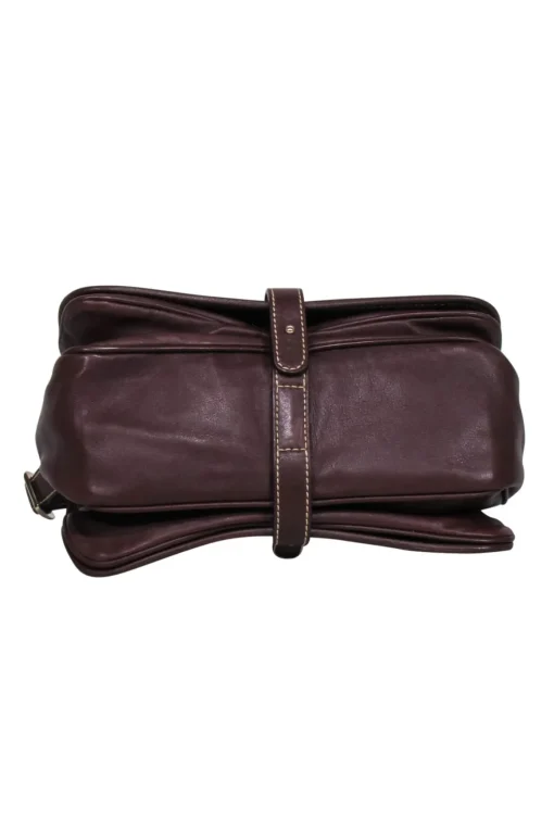 Carolina Herrera - Brown Leather Fold Over Crossbody