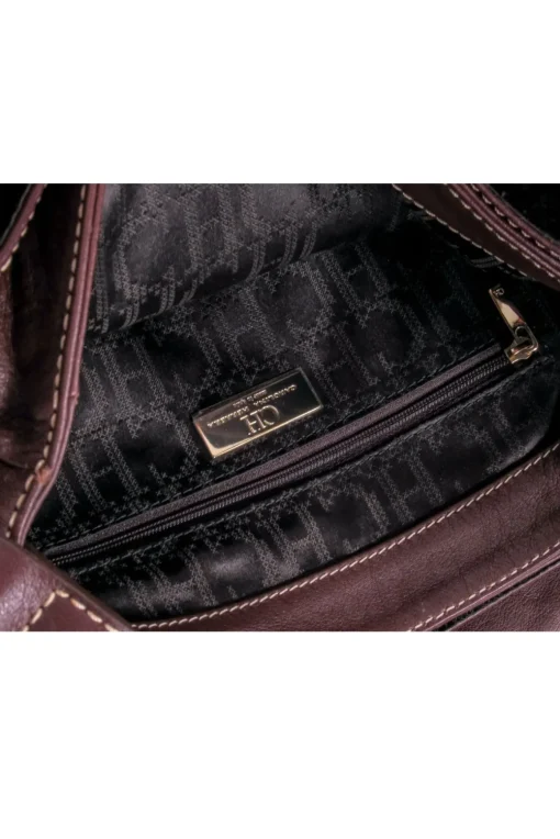Carolina Herrera - Brown Leather Fold Over Crossbody