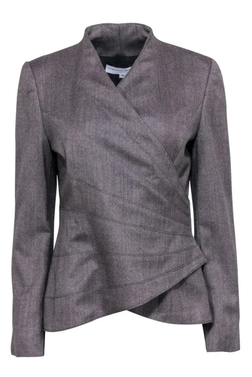 Carolina Herrera - Grey Tweed Wrap Blazer Sz 10
