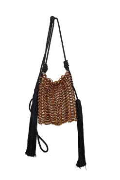 Carolina Santo Domingo - Brown Resin "Luisella" Crossbody Bag w/ Tassels
