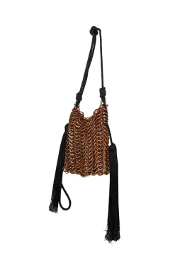 Carolina Santo Domingo - Brown Resin "Luisella" Crossbody Bag w/ Tassels