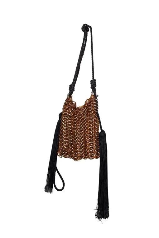 Carolina Santo Domingo - Brown Resin "Luisella" Crossbody Bag w/ Tassels