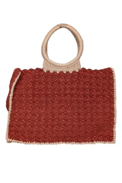 Carrie Forbes - Rust Orange & Beige Raffia Woven 