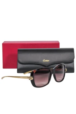 Cartier - Brown Tortoise Sunglasses w/ Gold Legs