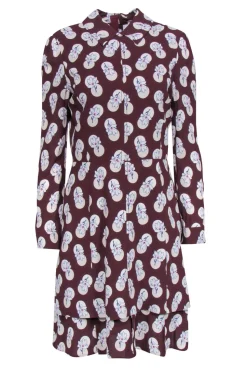 Carven - Burgundy & Floral Collared Dress Sz 2