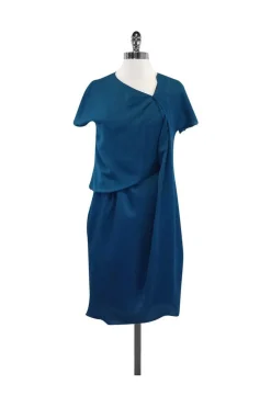 Carven - Teal Short Sleeve Gathered Waist Dress Sz 6