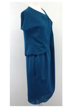 Carven - Teal Short Sleeve Gathered Waist Dress Sz 6