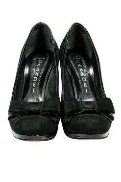 Casadei - Black Suede Pumps w/ Bow Sz 6