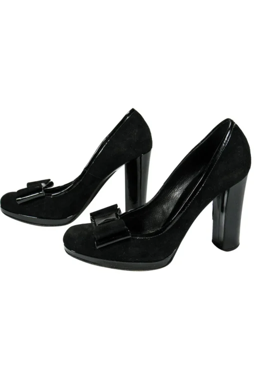 Casadei - Black Suede Pumps w/ Bow Sz 6