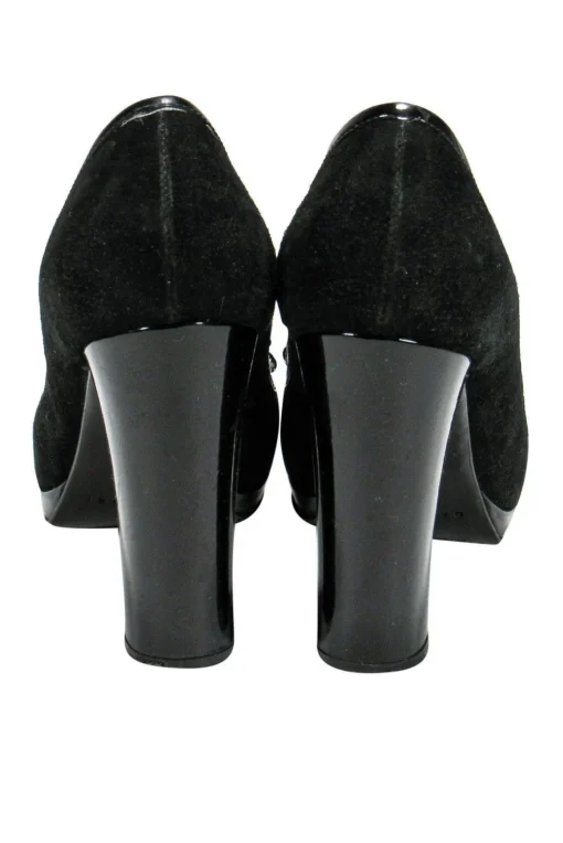 Casadei - Black Suede Pumps w/ Bow Sz 6