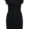 Catherine Malandrino - Black Pintuck Dress w/ Stripped Sleeves Sz 8