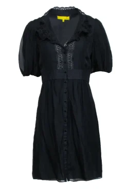 Catherine Malandrino - Black Short Sleeve Knee Length Dress Sz 8