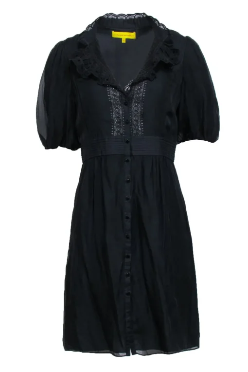 Catherine Malandrino - Black Short Sleeve Knee Length Dress Sz 8